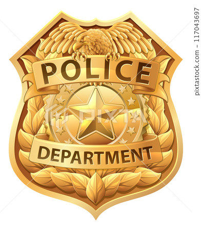 Police Badge Shield Star Sheriff Cop Crest Symbol 117043697