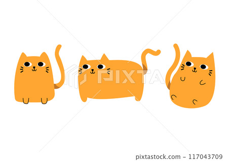 Cute cat cartoon character design set for element,pet and illustration 117043709