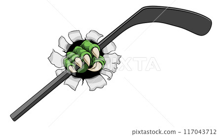 Ice Hockey Stick Claw Cartoon Monster Animal Hand 117043712