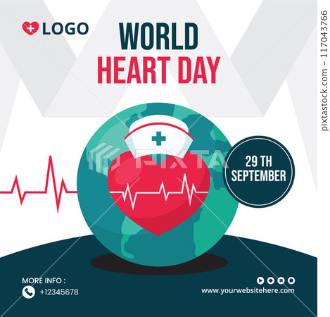 Heart Day Social Media Illustration Flat Cartoon Hand Drawn Templates Background 117043766