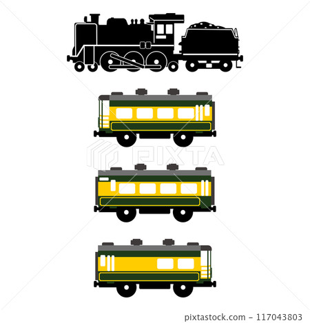 SL C57和沙龍車浪速的玩具風格插畫 117043803