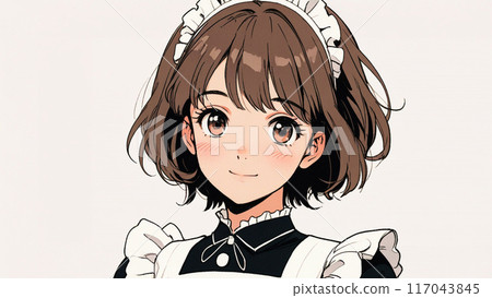 Retro cute girl in maid uniform Retro cute girl in maid uniform 117043845