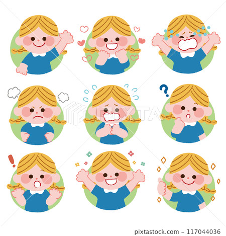 有各種面部表情的孩子 117044036