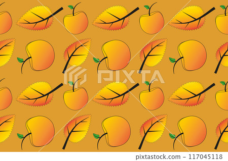 Autumn Apple and Leaf Pattern 117045118