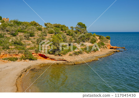 Cala Maria beach in La Ampolla, Catalonia, Spain Cala Maria beach in La Ampolla, Catalonia, Spain 117045430