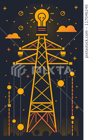 Energy concept, high voltage tower. 117046240