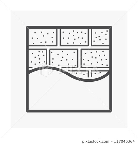 Concrete block wall and plastering vector icon, work in architecture, construction. Concrete block wall and plastering vector icon, work in architecture, construction. 117046364