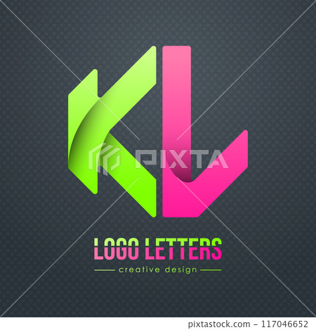Creative design of the letters K and L. A template for a corporate brand, logo, and business card. A recognizable element of the brand name. The idea of thematic creativity 117046652