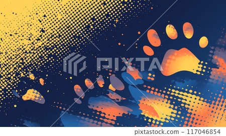 Animal paw print dot pattern halftone background 117046854