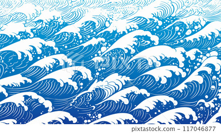 Ocean wave print dot pattern halftone background 117046877