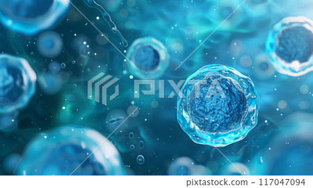 藍色背景下人體細胞的 3D 渲染 藍色背景下人體細胞的 3D 渲染 117047094