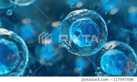 藍色背景下人體細胞的 3D 渲染 117047096