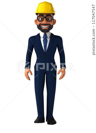 Fun 3D cartoon indian architect illustration 117047547