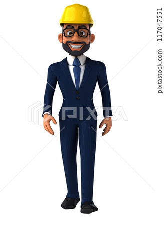 Fun 3D cartoon indian architect illustration 117047551