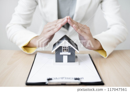 Real estate concept Home insurance, loans and home rentals Real estate concept Home insurance, loans and home rentals 117047561