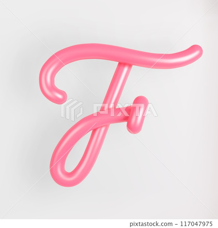 3D Pink Script Uppercase Letter F on light background. Cute Cursive Bubble typography symbol vector illustration. 3D Pink Script Uppercase Letter F on light background. Cute Cursive Bubble typography symbol vector illustration. 117047975