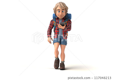 Fun 3D cartoon backpacker 117048213