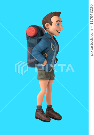 Fun 3D cartoon backpacker 117048220