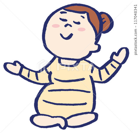 A cute pregnant woman wearing a dress 117048341