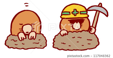 Cute mole character with its head sticking out of a hole Cute mole character with its head sticking out of a hole 117048362