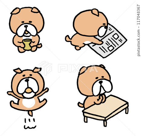 Cute bulldog character like an old man 117048367