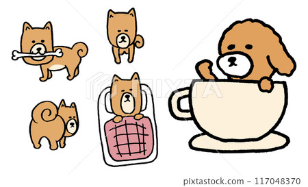 姿勢奇怪的可愛狗狗人物素材 117048370