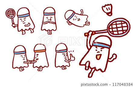Cute badminton shuttlecock character material Cute badminton shuttlecock character material 117048384