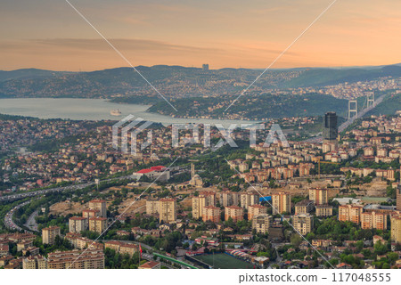 Aerial View of Istanbul's Urban Landscape at Sunset From Istanbul Sapphire Skyscraper, Turkey Aerial View of Istanbul's Urban Landscape at Sunset From Istanbul Sapphire Skyscraper, Turkey 117048555