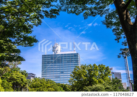 日本東京城市景觀:津南、澀谷區等NHK廣播中心主樓景觀=8月1日 日本東京城市景觀:津南、澀谷區等NHK廣播中心主樓景觀=8月1日 117048627