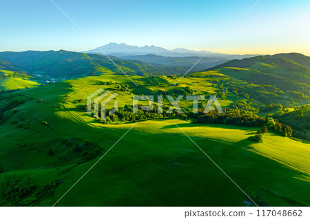 Mountain landscape in the Pieniny National Park at the foot of the Tatra Mountains Mountain landscape in the Pieniny National Park at the foot of the Tatra Mountains 117048662