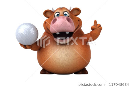Fun 3D cartoon cow illustration Fun 3D cartoon cow illustration 117048684