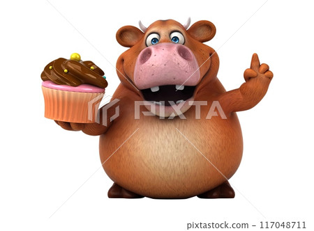 Fun 3D cartoon cow illustration Fun 3D cartoon cow illustration 117048711