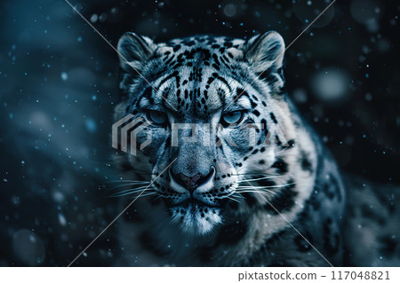 A mesmerizing close-up of a snow leopard. Wildlife Animals A mesmerizing close-up of a snow leopard. Wildlife Animals 117048821