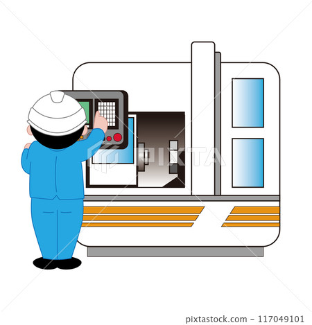 Vector illustration of a man working in a factory Vector illustration of a man working in a factory 117049101