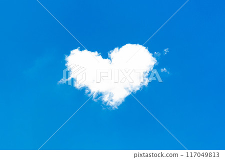 Heart shaped cloud and blue sky Heart shaped cloud and blue sky 117049813