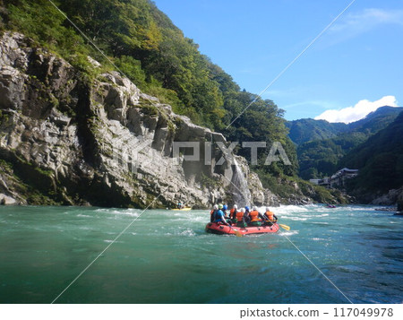 Rafting on the Yoshino River in Shikoku Rafting on the Yoshino River in Shikoku 117049978