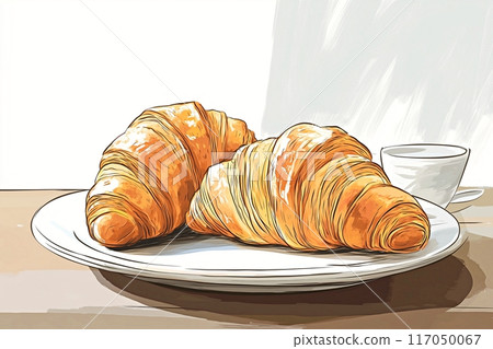 牛角麵包插畫“AI生成圖像” 牛角麵包插畫“AI生成圖像” 117050067