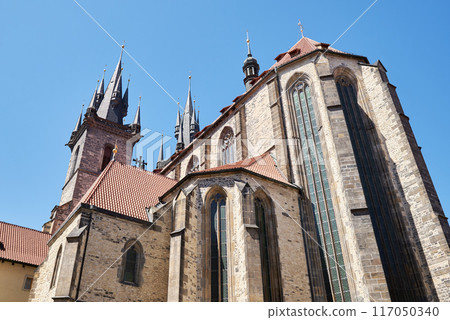 Gothic Church of the Mother of God before Tyn, popular tourist destination at the Old Town square in Prague, Czech Republic 117050340