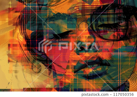 Colorful abstract portrait of a woman 117050356