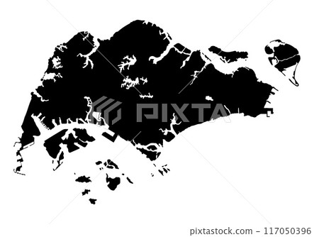 High detailed vector map of Singapore. Black on white background. 117050396