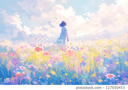 Illustration of a woman's back "AI generated image" 117050453