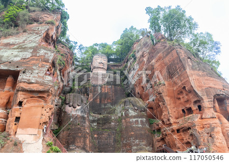 Leshan GIant Buddha is a 71-metre tall stone statue, and popular tourism attraction in Sichuan province, China Leshan GIant Buddha is a 71-metre tall stone statue, and popular tourism attraction in Sichuan province, China 117050546