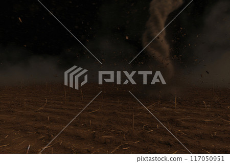 Twisting Terror: Tornado Over Farmland 117050951
