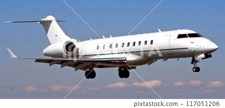 Luxury Airborne: White Private Jet in Evening Glory Luxury Airborne: White Private Jet in Evening Glory 117051206