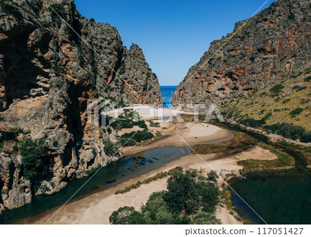 Majestic Sa Calobra Canyon Leading to the Sea 117051427
