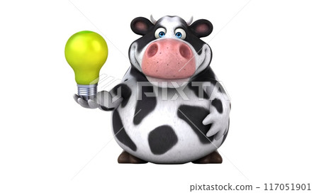 Fun 3D cartoon cow illustration Fun 3D cartoon cow illustration 117051901