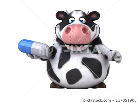 Fun 3D cartoon cow illustration Fun 3D cartoon cow illustration 117051903