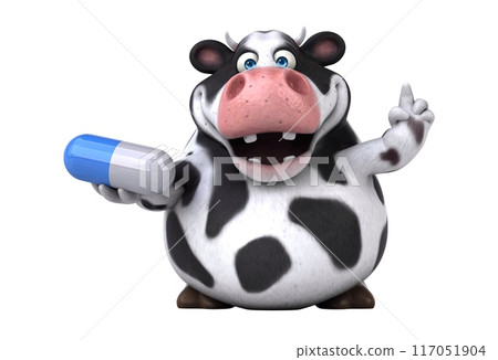 Fun 3D cartoon cow illustration Fun 3D cartoon cow illustration 117051904