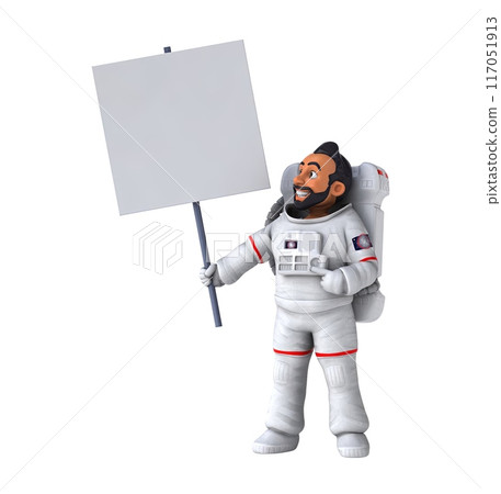 Fun 3D cartoon illustration of an asian astronaut Fun 3D cartoon illustration of an asian astronaut 117051913