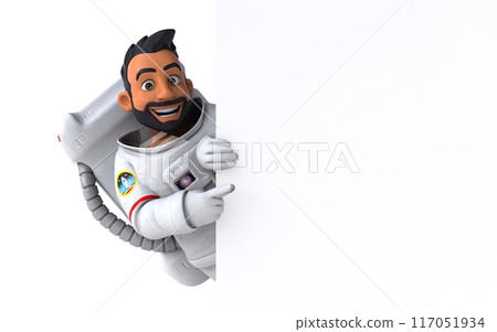 Fun 3D cartoon illustration of an asian astronaut Fun 3D cartoon illustration of an asian astronaut 117051934